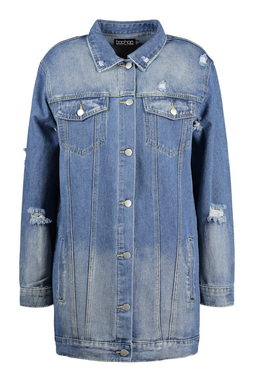 Boohoo longline denim on sale jacket